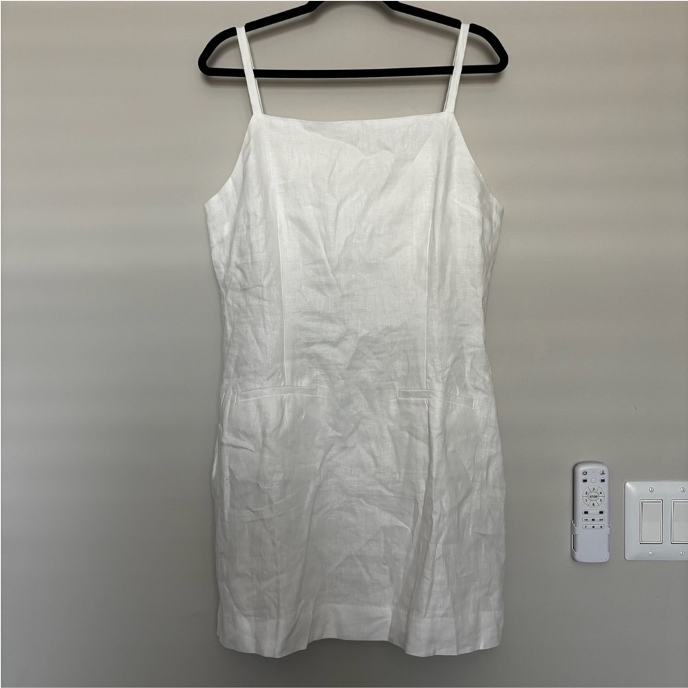 Reformation Phillipa White Linen Mini Dress Size 12 - Picture 2 of 7